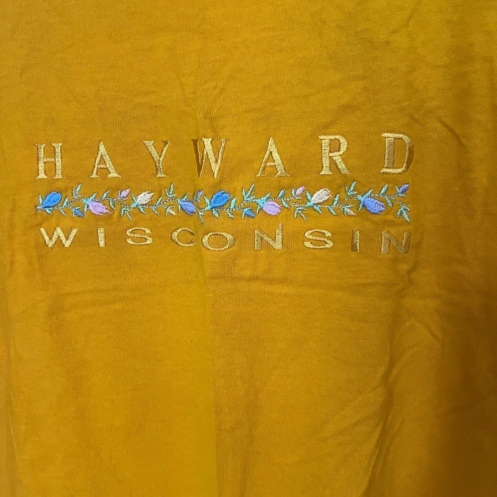 Vintage Embroidered Floral Hayward Wisconsin Tee